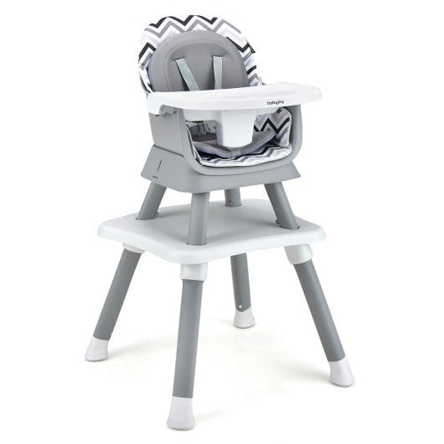 Load image into Gallery viewer, 6-in-1 Convertible Baby High Chair with Adjustable Removable Tray-Gray and White
