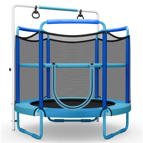 Load image into Gallery viewer, 5 Feet Kids 3-in-1 Game Trampoline with Enclosure Net Spring Pad-Blue
