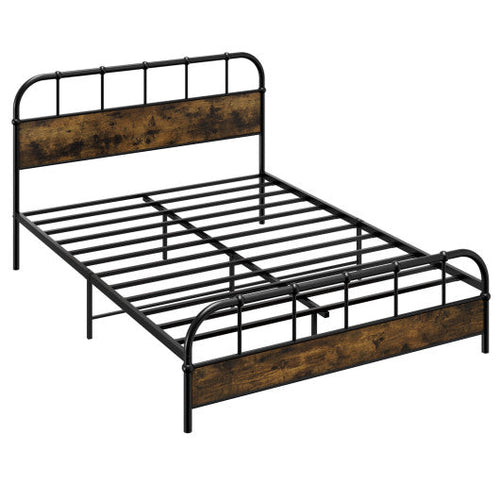 Load image into Gallery viewer, Queen Size Industrial Metal Platform Bed Frame Headboard Mattress Foundation
