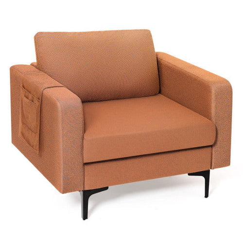 Load image into Gallery viewer, Modern Accent Armchair with Side Storage Pocket-Orange
