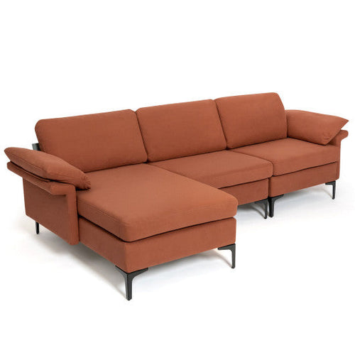 Load image into Gallery viewer, Extra Large Modular L-shaped Sectional Sofa with Reversible Chaise for 4-5 People-Rust Red
