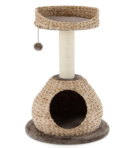 28 Inches Hand-Made Cat Tree Tower with Jump Platform-Coffee