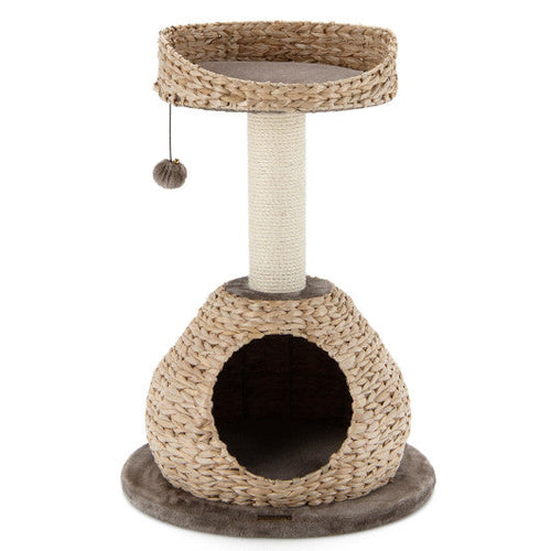 Load image into Gallery viewer, 28 Inches Hand-Made Cat Tree Tower with Jump Platform-Coffee
