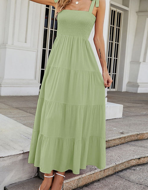 Load image into Gallery viewer, Tie-Shoulder Smocked Tiered Dress
