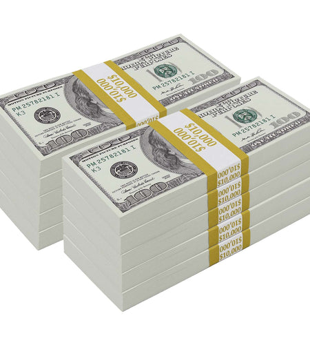 $100,000 BLANK FILLER 2000 Series Stacks by Prop Money Inc