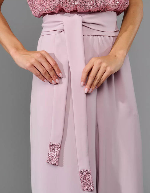 Load image into Gallery viewer, Full Size Sequin Round Neck Short Sleeve Wide Leg Jumpsuit
