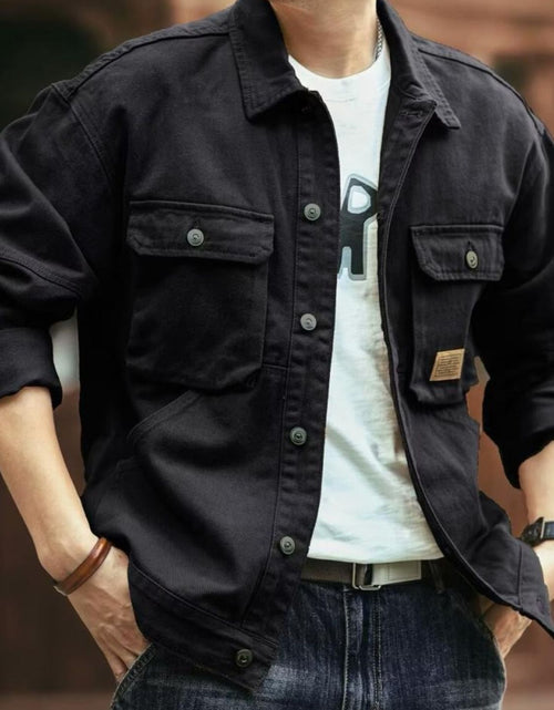 Load image into Gallery viewer, Men's Washed Collared Neck Cargo Jacket
