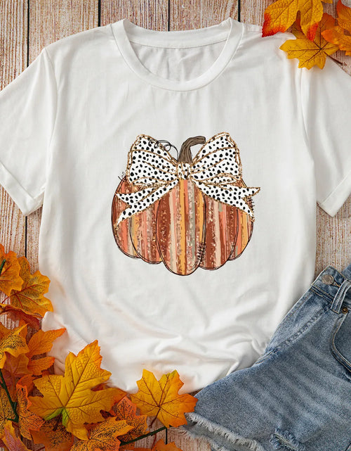 Load image into Gallery viewer, Full Size Pumpkin Round Neck Short Sleeve T-Shirt
