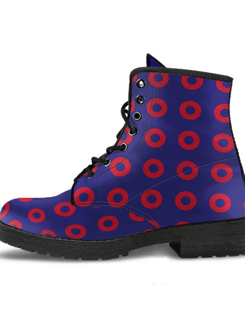 Load image into Gallery viewer, Phish  Memory Foam Boots | All Season Lace Up Boots | Vegan Leather Combat Boot | Band Fishman Donuts by Manifestie
