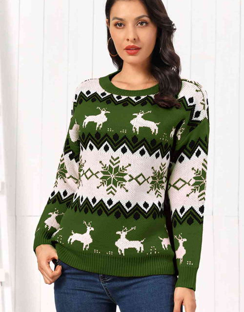 Load image into Gallery viewer, Reindeer Round Neck Sweater
