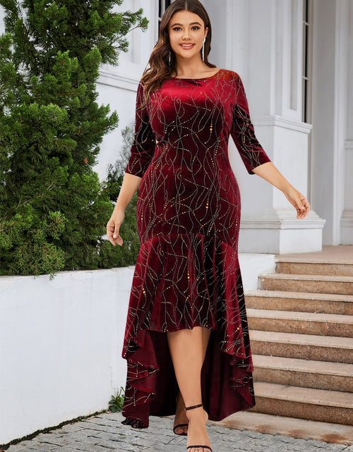 Load image into Gallery viewer, Plus Size Ruffle Hem High-Low Dress
