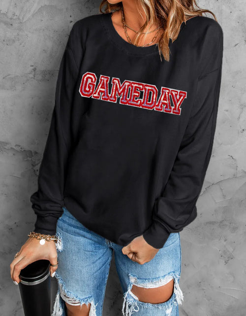 Load image into Gallery viewer, GAME DAY Round Neck Long Sleeve Sweatshirt
