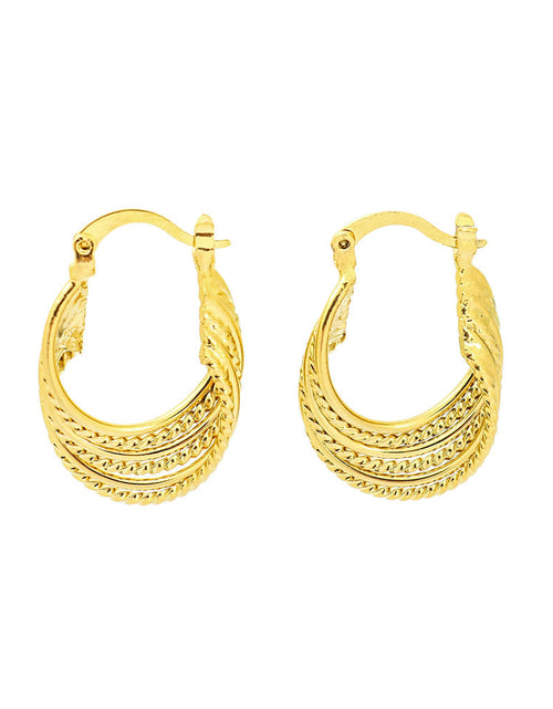 Load image into Gallery viewer, Gold 8 Liner Diamond Cut Hoop Earrings

