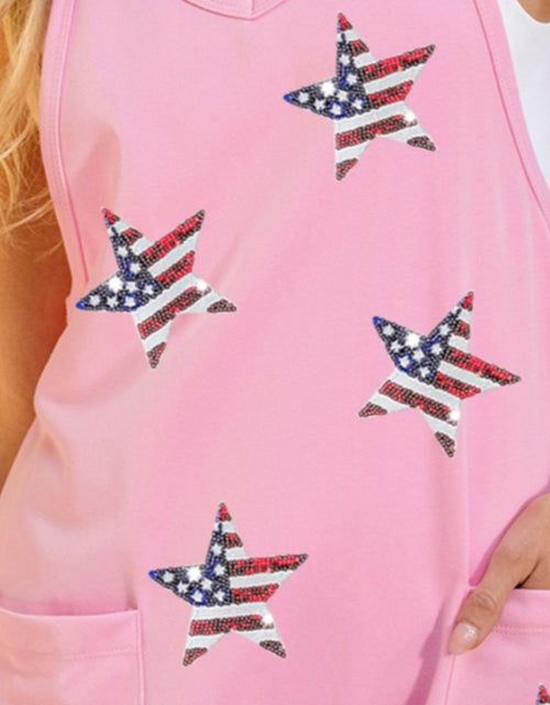 Load image into Gallery viewer, Sequin Pocketed Star V-Neck Romper
