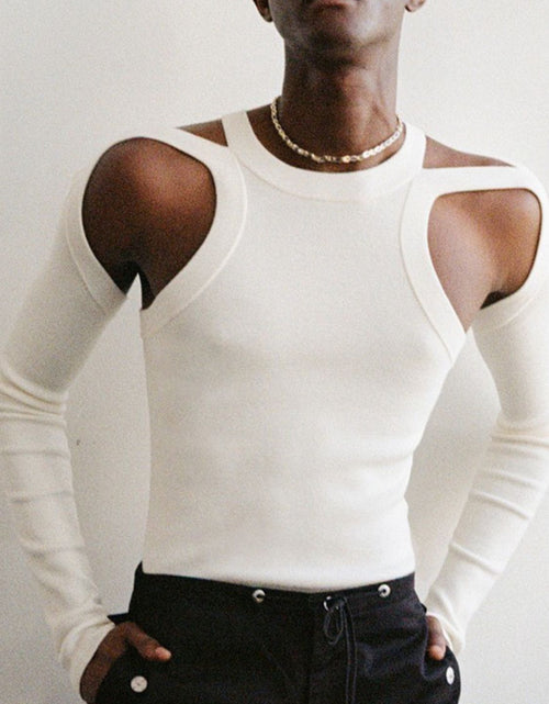 Load image into Gallery viewer, Men's Full Size Cutout Round Neck Long Sleeve Top Plus Size

