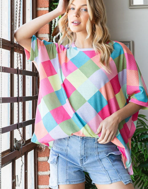 Load image into Gallery viewer, HOPELY Color Block Waffle Oversized T-Shirt
