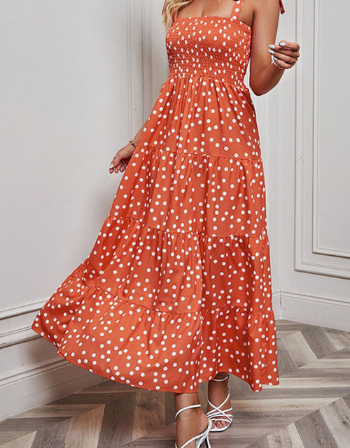 Load image into Gallery viewer, Polka Dot Smocked Tiered Sleeveless Dress
