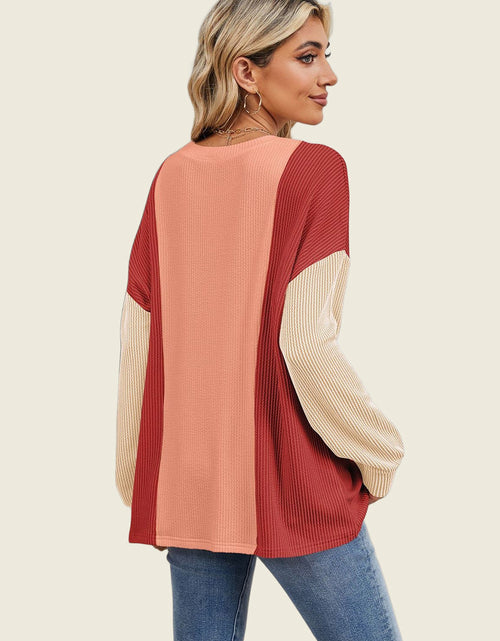 Load image into Gallery viewer, Double Take Texture Contrast Round Neck Long Sleeve T-Shirt
