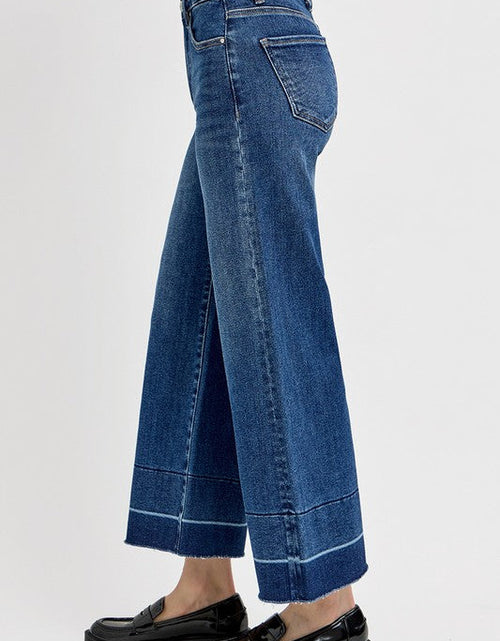 Load image into Gallery viewer, RISEN Full Size Tummy Control High Rise Crop Wide Hem Jeans Plus Size
