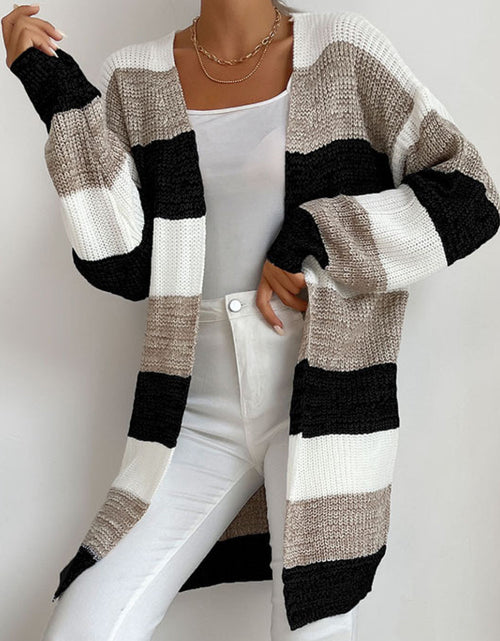Load image into Gallery viewer, Perfee Striped Long Sleeve Duster Cardigan
