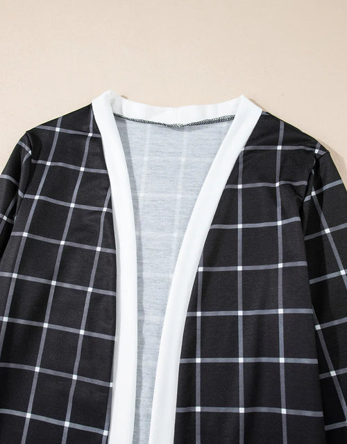 Load image into Gallery viewer, Plaid Open Front Long Sleeve Cover Up
