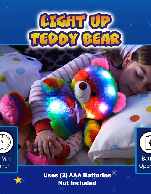Load image into Gallery viewer, Rainbow Lites Teddy Bear Glow Plush LED Night Light Up Stuffed Animal 2 Pack Set (16 inch) by The Noodley
