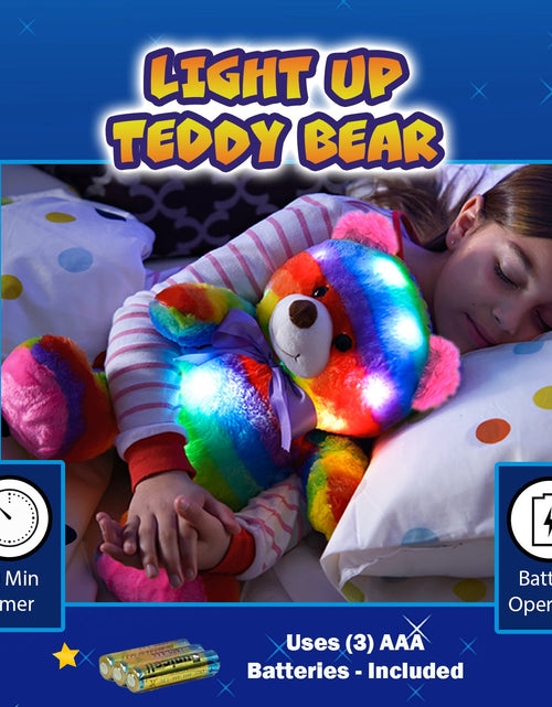 Load image into Gallery viewer, Rainbow Lites Teddy Bear Glow Plush LED Night Light Up Stuffed Animal 2 Pack Set  (16 inch, Batteries Included) by The Noodley

