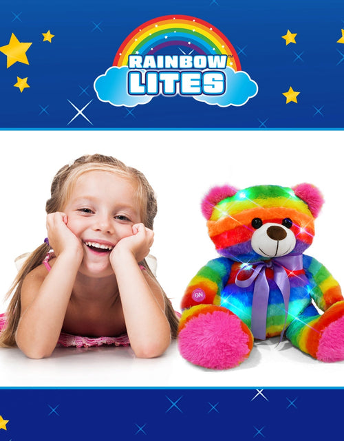 Load image into Gallery viewer, Rainbow Lites Teddy Bear Glow Plush LED Night Light Up Stuffed Animal 2 Pack Set (16 inch) by The Noodley

