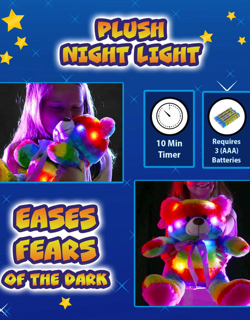 Load image into Gallery viewer, Rainbow Lites Teddy Bear Glow Plush LED Night Light Up Stuffed Animal 2 Pack Set  (16 inch, Batteries Included) by The Noodley

