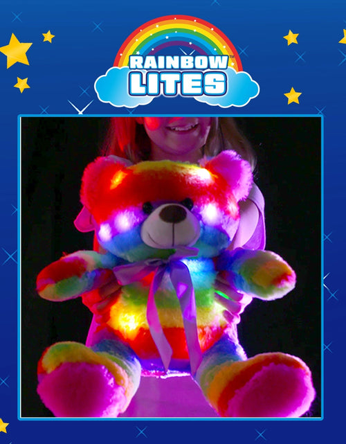 Load image into Gallery viewer, Rainbow Lites Teddy Bear Glow Plush LED Night Light Up Stuffed Animal 2 Pack Set  (16 inch, Batteries Included) by The Noodley
