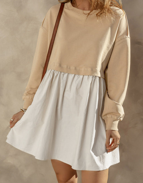 Load image into Gallery viewer, Round Neck Long Sleeve Mini Dress
