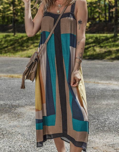 Load image into Gallery viewer, Color Block Square Neck Wide Strap Dress
