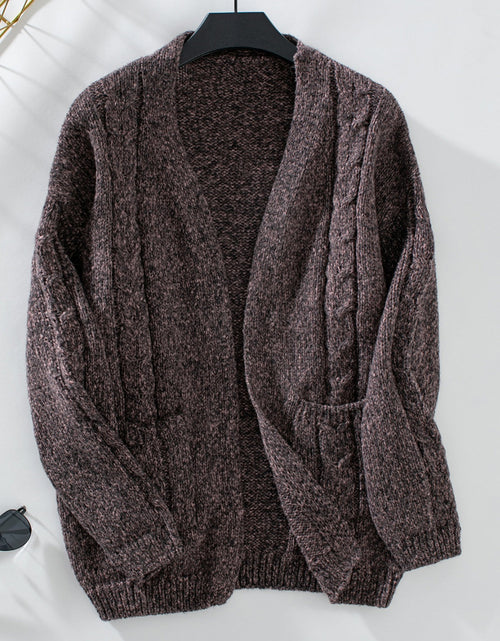 Load image into Gallery viewer, Cable-Knit Open Front Long Sleeve Cardigan
