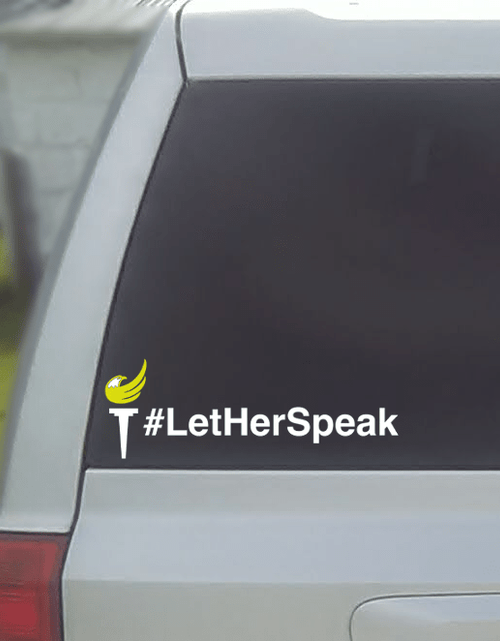 Load image into Gallery viewer, Libertarian Party Torch #LetHerSpeak Vinyl Window Decal (Large) by Proud Libertarian
