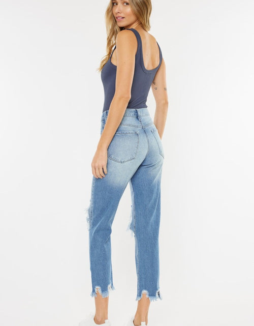 Load image into Gallery viewer, Kancan High Waist Chewed Up Straight Mom Jeans
