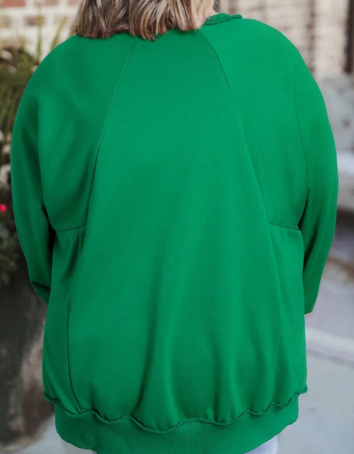 Load image into Gallery viewer, Plus Size Cutout Hem Notched Long Sleeve Sweatshirt

