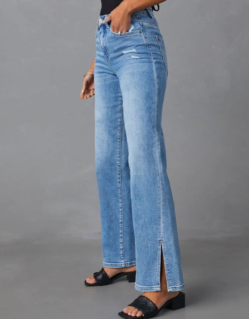 Load image into Gallery viewer, Slit Buttoned Jeans with Pockets
