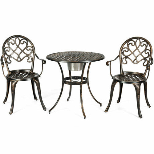 Load image into Gallery viewer, 3 Pieces Outdoor Set Patio Bistro with Attached Removable Ice Bucket
