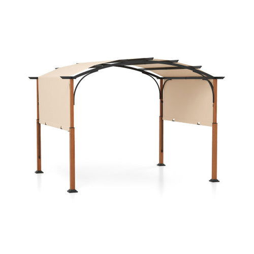 Load image into Gallery viewer, 10 x 12 FT Outdoor Retractable Pergola with Retractable Canopy for Patio-Beige
