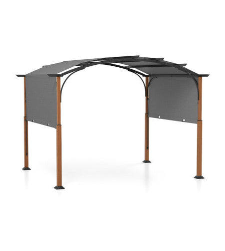 10 x 12 FT Outdoor Retractable Pergola with Retractable Canopy for Patio-Gray