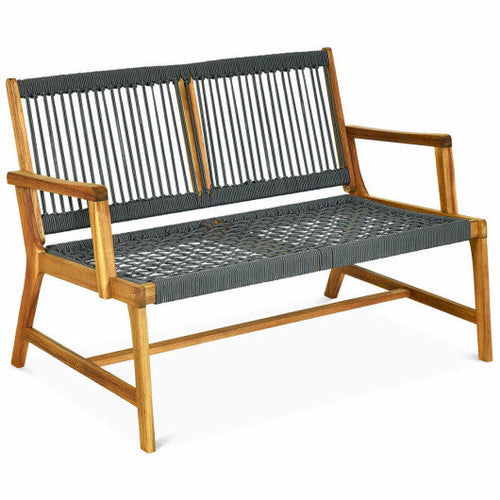 Load image into Gallery viewer, 2-Person Acacia Wood Yard Bench for Balcony and Patio-Gray
