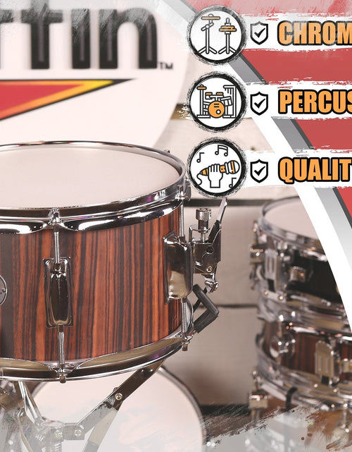 Load image into Gallery viewer, GRIFFIN Firecracker Snare Drum - Acoustic Popcorn 10" x 6" Poplar Mini Wood Shell &amp; Black Hickory PVC - Concert Marching Percussion Musical Instrument by GeekStands.com
