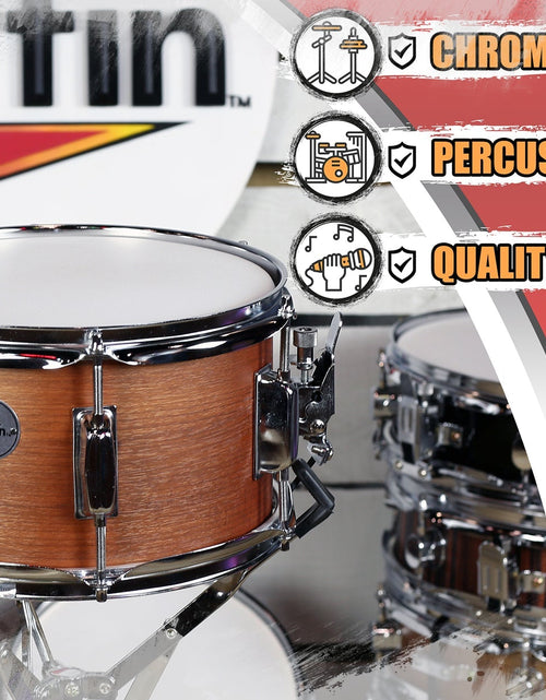 Load image into Gallery viewer, Popcorn Snare Drum by GRIFFIN - Soprano Firecracker 10" x 6" Poplar Wood Shell with Hickory PVC - Concert Percussion Musical Instrument Drummers Key by GeekStands.com
