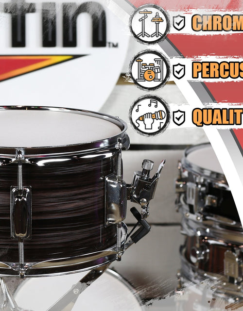 Load image into Gallery viewer, Popcorn Snare Drum by GRIFFIN - Firecracker Acoustic 10" x 6" Poplar Shell with Zebra Wood PVC - Soprano Mini Concert Marching Percussion Instrument by GeekStands.com
