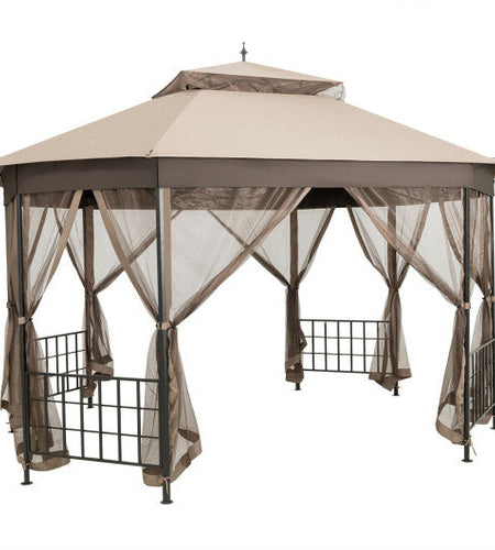 10’x 12’ Octagonal Patio Gazebo-Brown