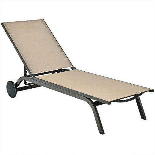 Load image into Gallery viewer, Aluminum Fabric Outdoor Patio Lounge Chair with Adjustable Reclining -Brown
