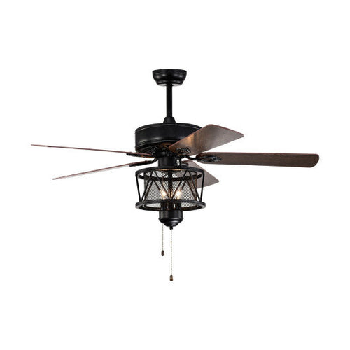 Load image into Gallery viewer, 50 Inches Ceiling Fan with Lights Reversible Blades and Pull Chain Control-Black
