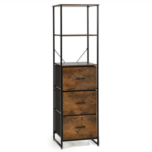 Load image into Gallery viewer, Freestanding Vertical 3 Drawer Dresser with 3 Shelves-Rustic Brown
