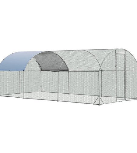 6.2 Feet/12.5 Feet/19 Feet Large Metal Chicken Coop Outdoor Galvanized Dome Cage with Cover-L