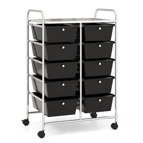 Load image into Gallery viewer, 10-Drawer Rolling Storage Cart-Black
